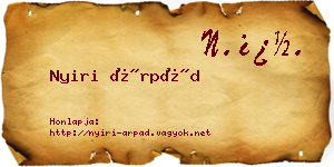 Nyiri Árpád névjegykártya